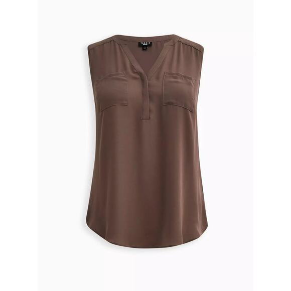 Torrid Harper Georgette Sleeveless Blouse – Brown Mocha – Size 5X - Picture 1 of 9